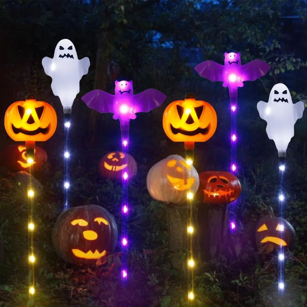 イベント・ハロウィングッズ|ソーラー式8LEDガーデンライト6個セット