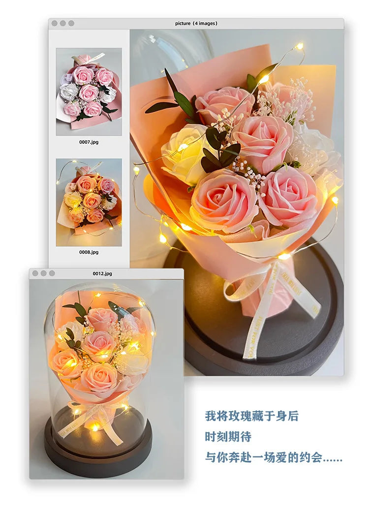 星空ガラスカバーの永遠のバラ