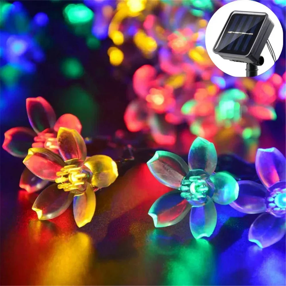 ソーラーライト|イベント・パーティー装飾|防水ソーラー式LEDチェリーフラワーライト(5M/7M/12M)