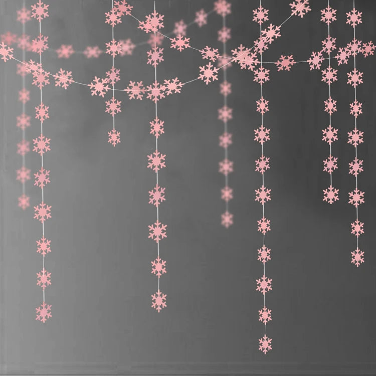 15.5cmシルバー&ゴールド スノーフレークガーランド 4m