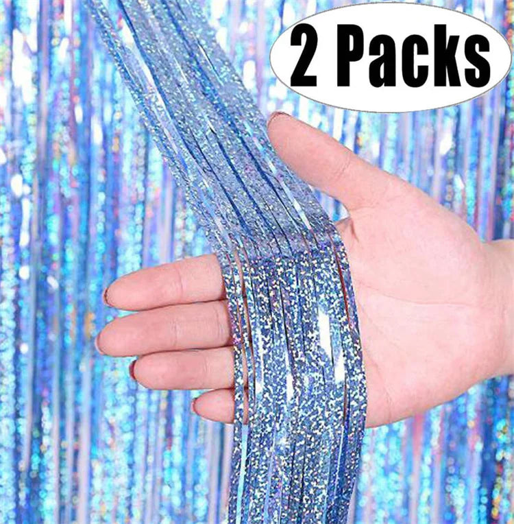 パーティー・インテリア用装飾 キラキラ!カラーカーテン 2Pセット メタリック