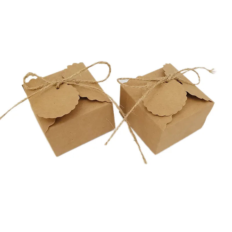 |イベント・ノベルティ用品 | 麻リボン付きクラフト紙ボックス | W6.5xH4xD6.5cm