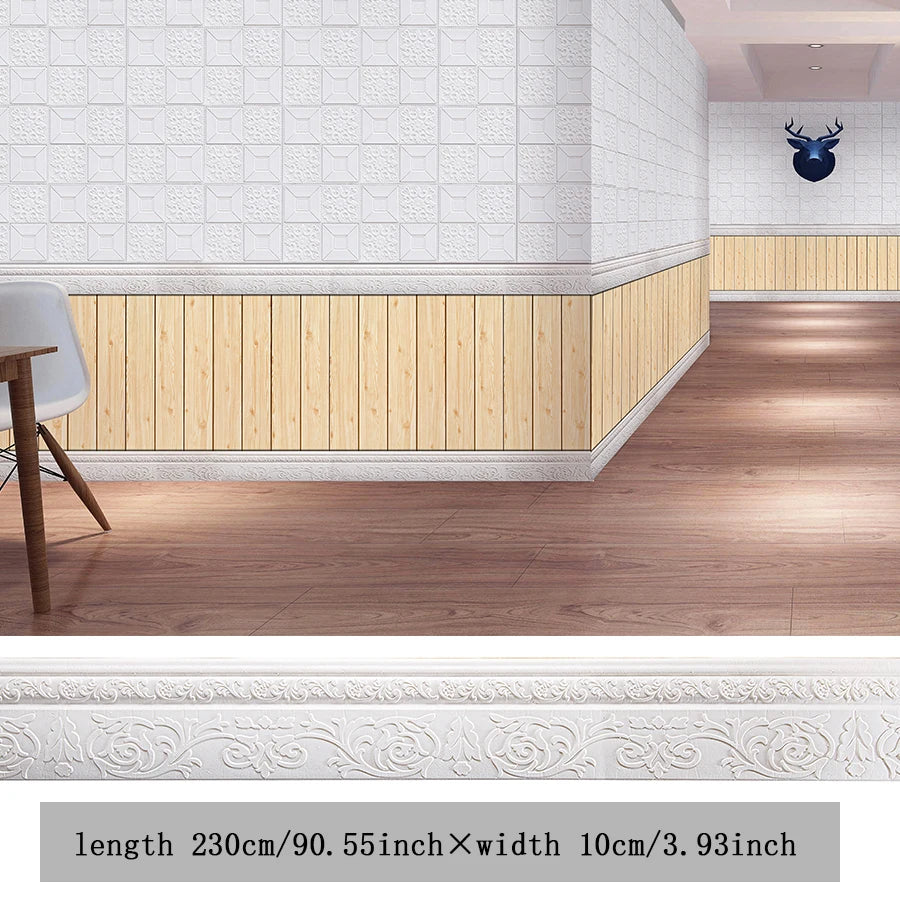 壁面装飾 幅木風粘着ボーダーシート 幅10㎝x230㎝ 衝撃吸収 XPEフォーム