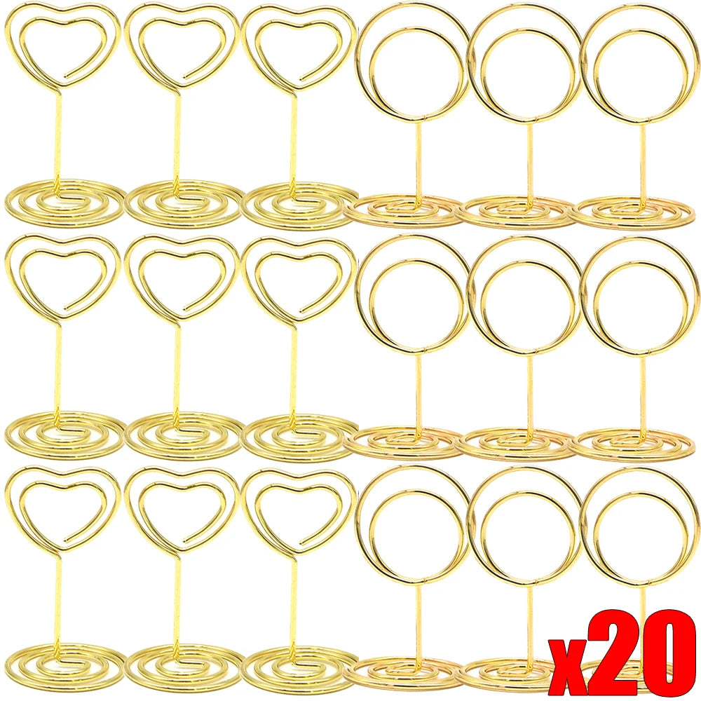 イベント・結婚式装飾|ハート型金属製プレースカードホルダー20個