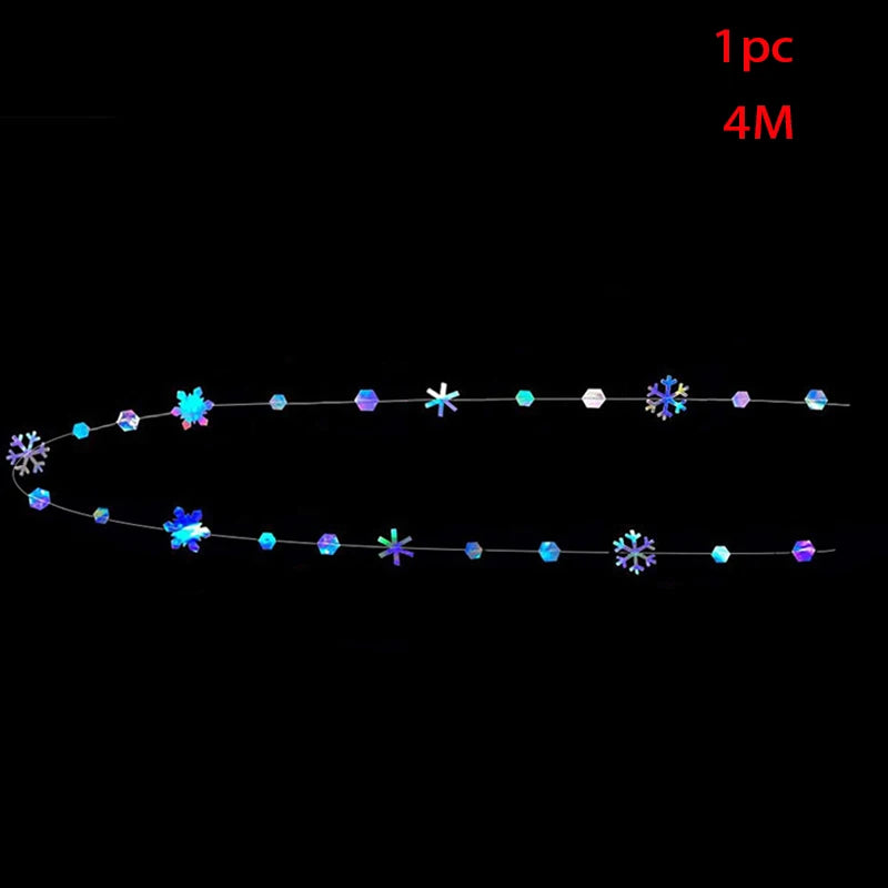 イベント・クリスマス装飾|虹色スノーフレークガーランド 4m