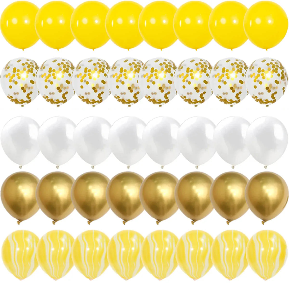 イベント・バルーン装飾|紙吹雪入り・イエローミックスバルーンセット(40個)