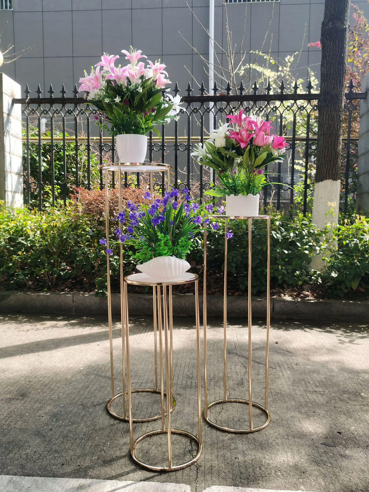 結婚式・インテリア装飾|ゴールドメタルフラワースタンド3ピースセット