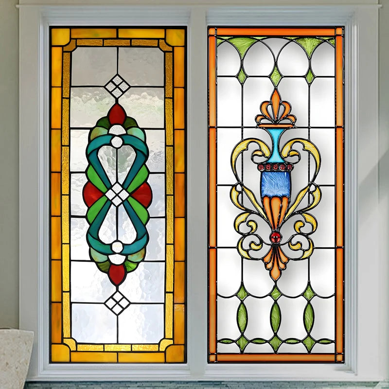 【UVカット・静電気吸着タイプ】ステンドグラス風 ウィンドウフィルム(7パターン)