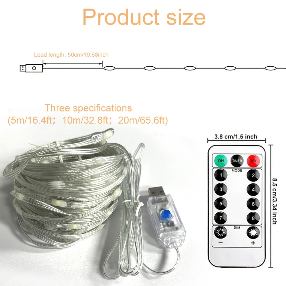 ドレープライト|イベント・クリスマス装飾|USBストリングライト( 5M/10M/20M)