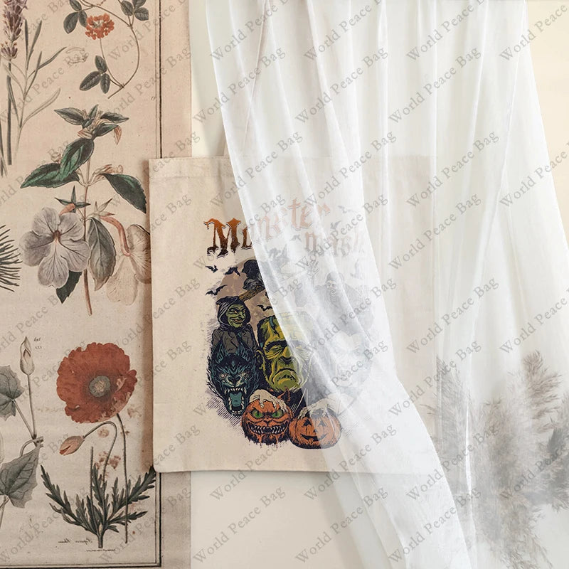 ハロウィングッズ|ハロウィン柄キャンバストートバッグ