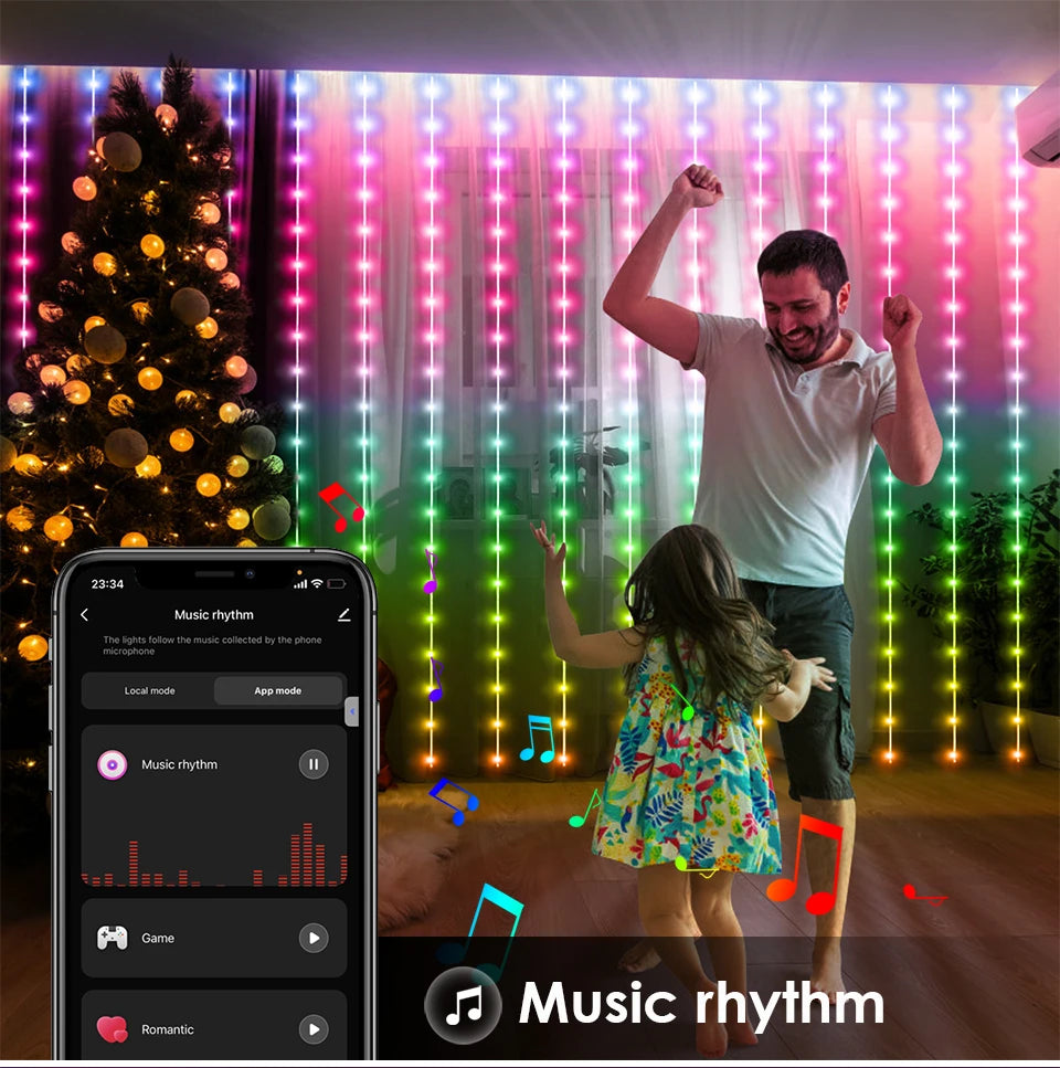 カーテンライト|イベント・クリスマス装飾|LED スマートカーテンライト(幅2M/3M)