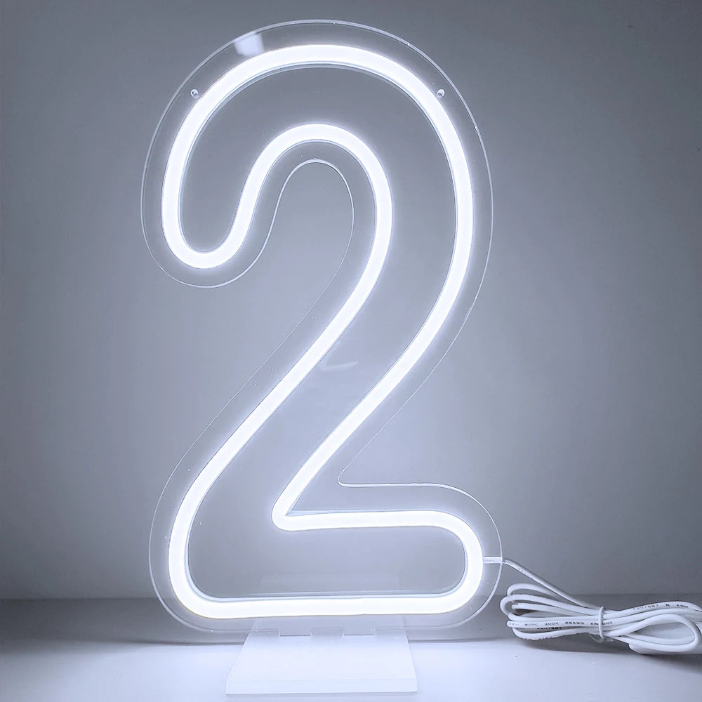 LED数字ネオンサイン(ネオン看板)(0〜9)|USB電源・調光機能付き