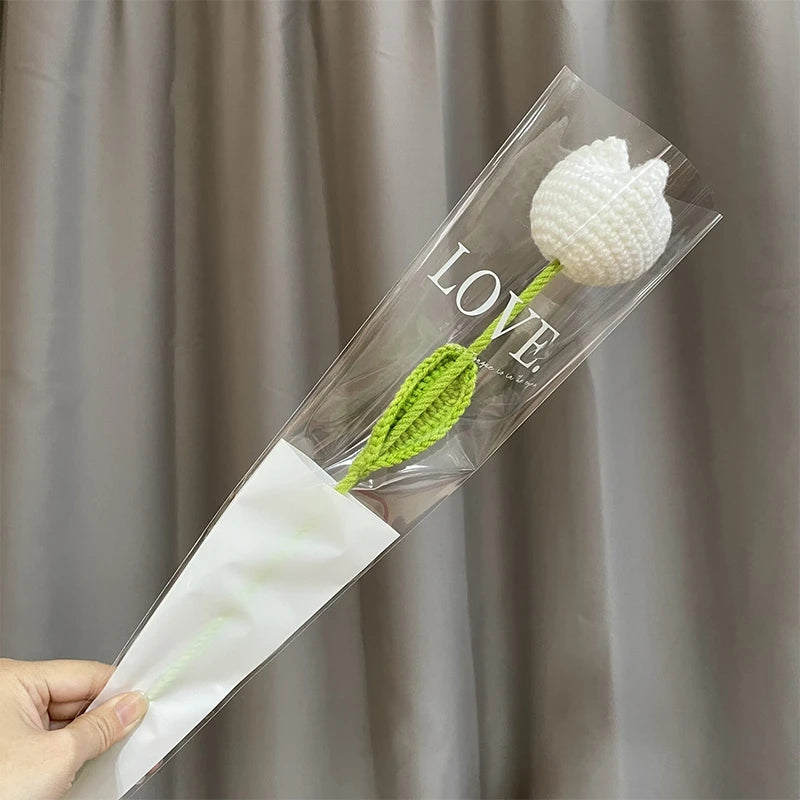 パーティー・インテリア装飾|アレンジメント用造花 かぎ針編みハート・チューリップ(40c)