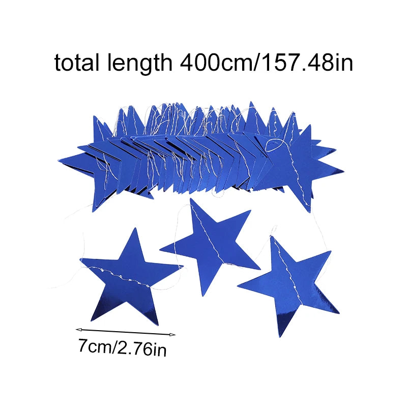 イベント・クリスマス装飾|カラフル星型バナー ゴールドシルバーガーランド