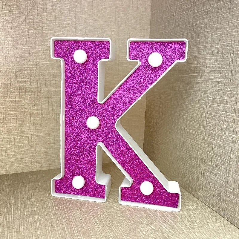 【LED装飾】LEDライト・デコレーションライト(ハート/アルファベット/数字)ピンク パープル 16cm PVC