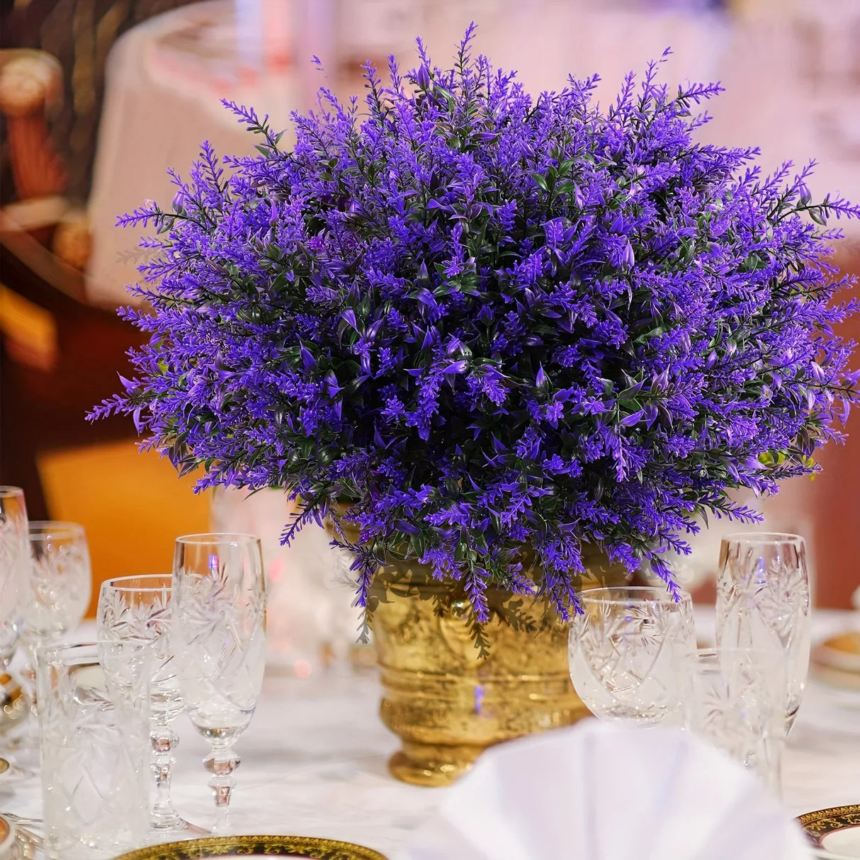 パーティー・ガーデン装飾|屋外用 UV耐性 造花ラベンダー12本セット(35cm)