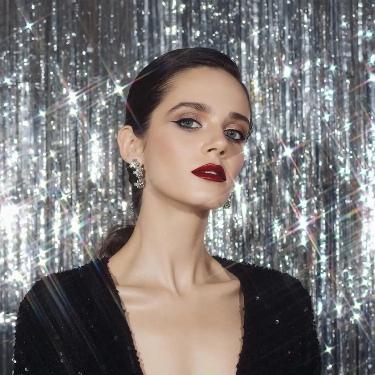 パーティー・インテリア装飾 メタリックカラーカーテン シルバー 幅1M 長さ2M