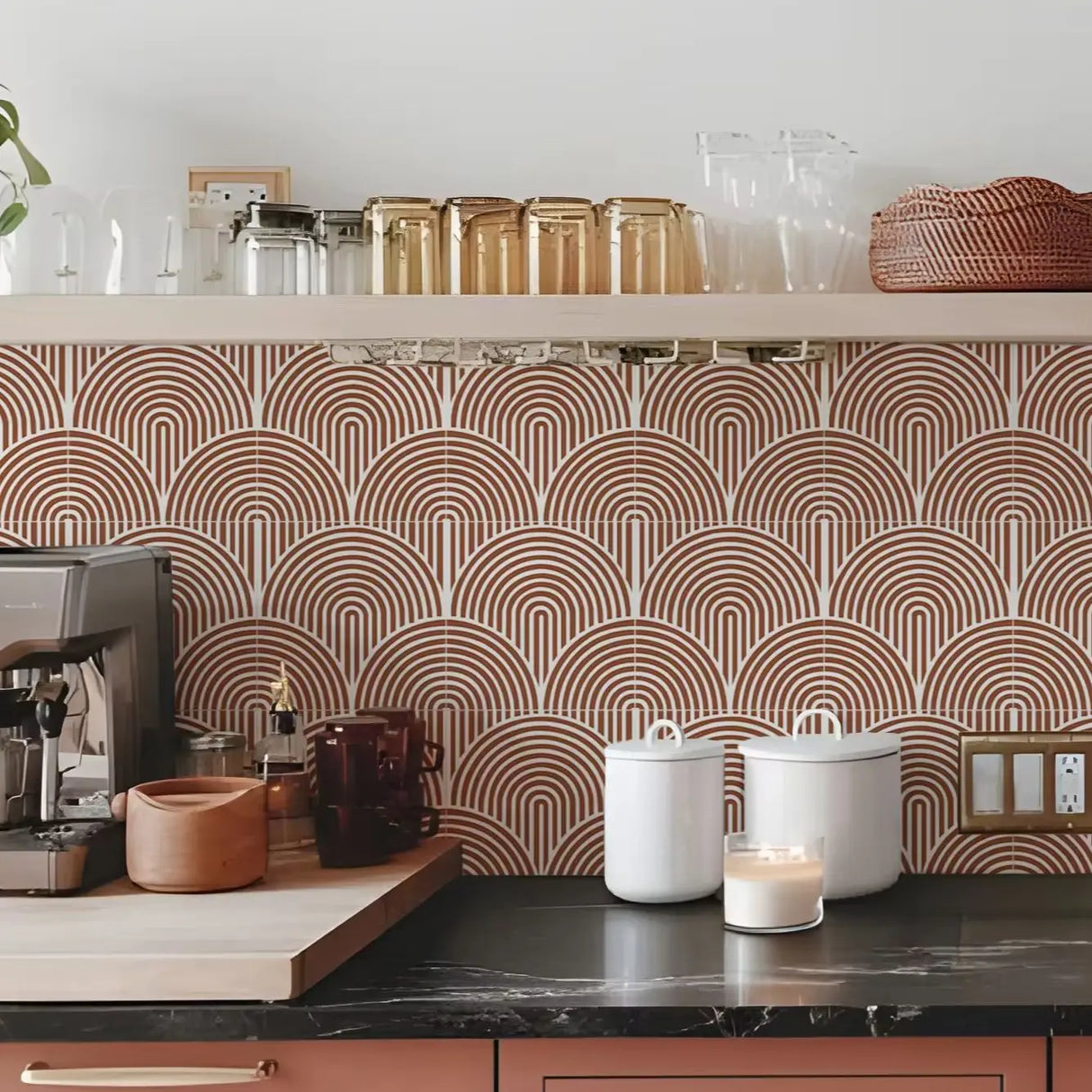 DIY用 モダン柄タイル風 ステッカー 20×20c 10枚入 多彩なモダン柄