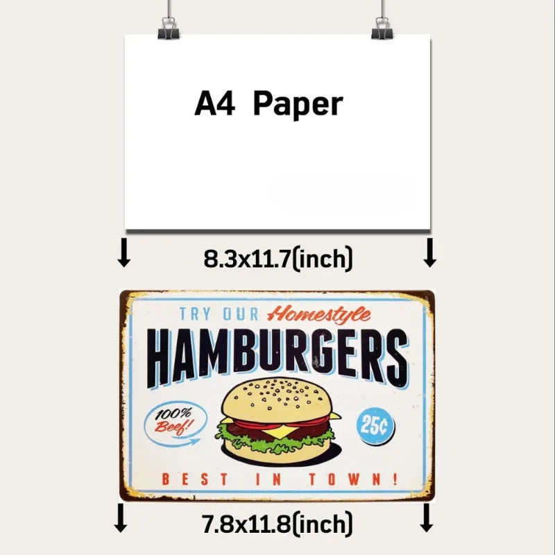 ファーストフードヴィンテージブリキ看板