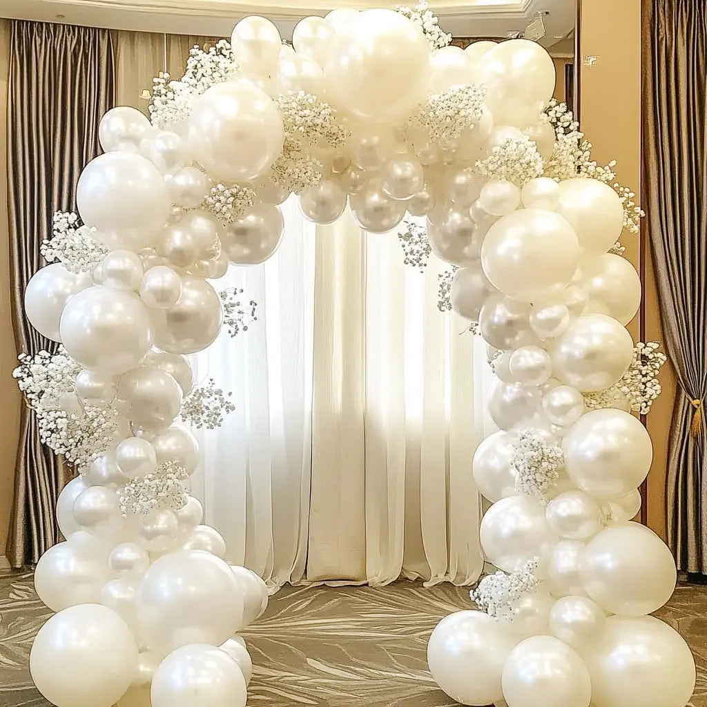パールホワイト ダブルバルーンガーランドアーチキット