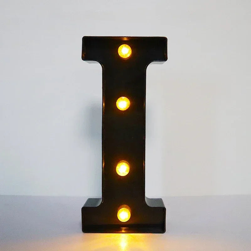 【LED装飾】LEDライト・デコレーションライト(アルファベット/数字)ブラック×イエロー照明