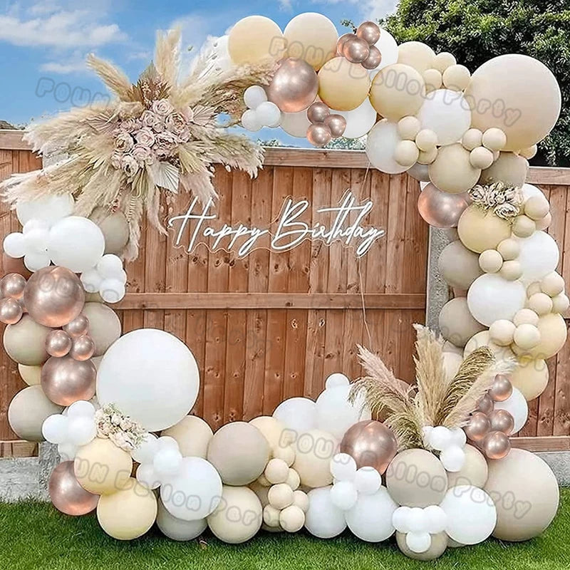 ベージュホワイト バルーンガーランドアーチキット