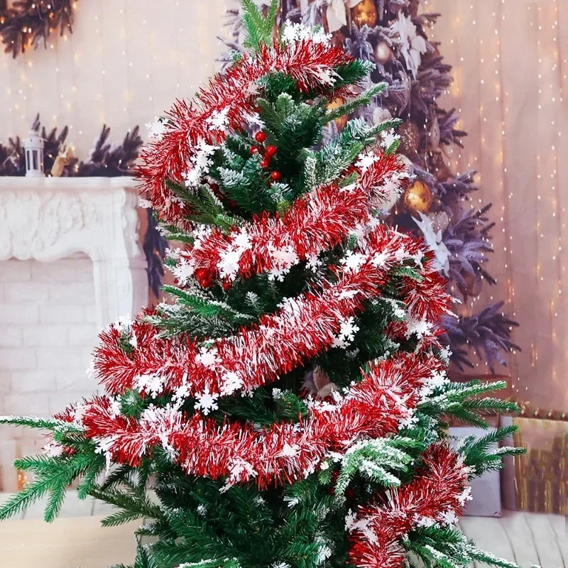 クリスマスリース|レッドスノーフレーク リボンガーランド