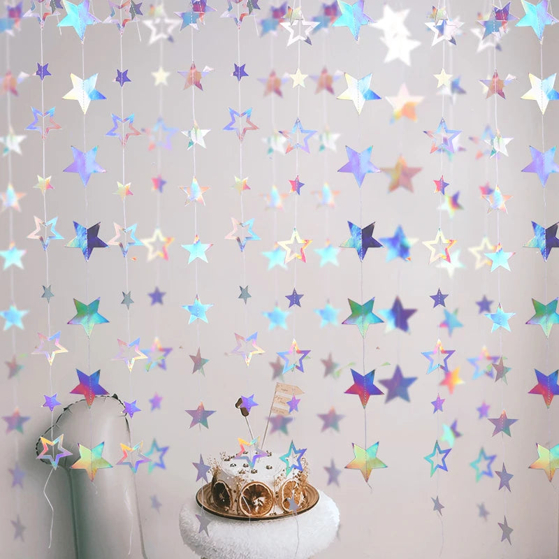 イベント・クリスマス装飾|虹色星型ガーランドバナー