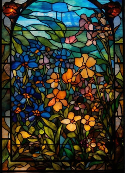 ステンドグラス教会風 ウィンドウフィルム(UVカット・静電気吸着タイプ)