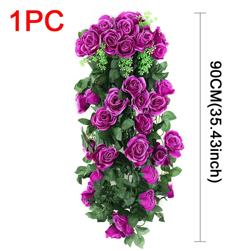 造花ハンギングローズ&アイビー壁掛け