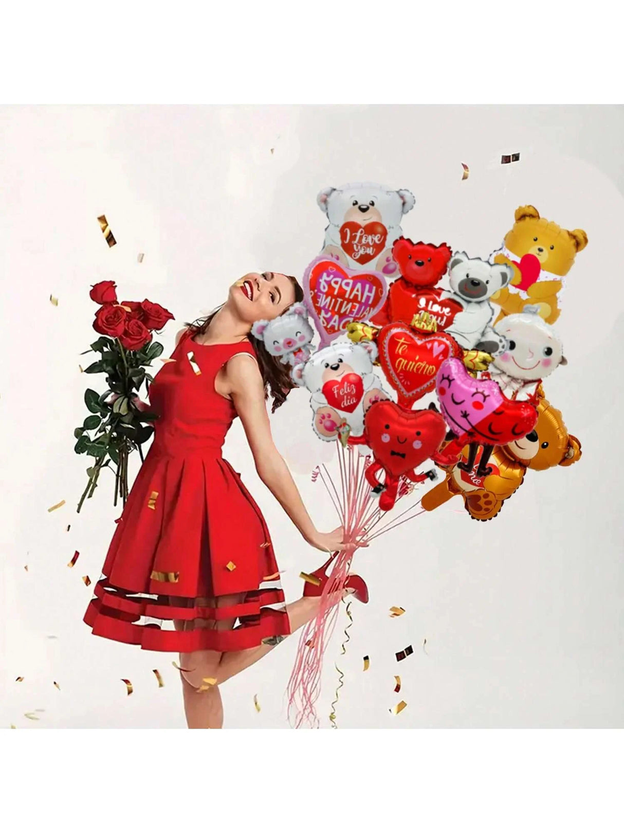 バレンタインラブベアミニバルーン10個セット