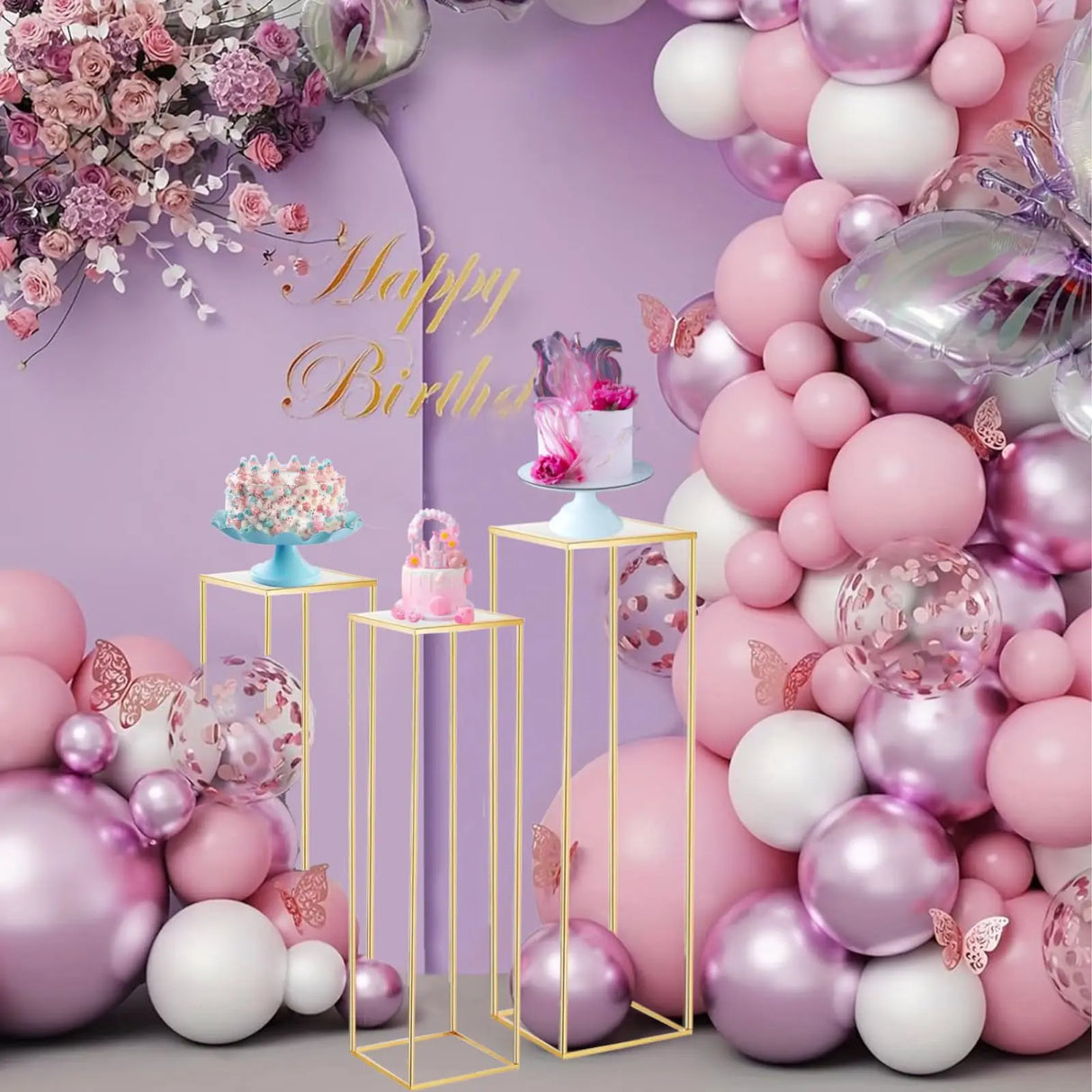 結婚式・インテリア装飾|ゴールドメタルプラントスタンド3個セット