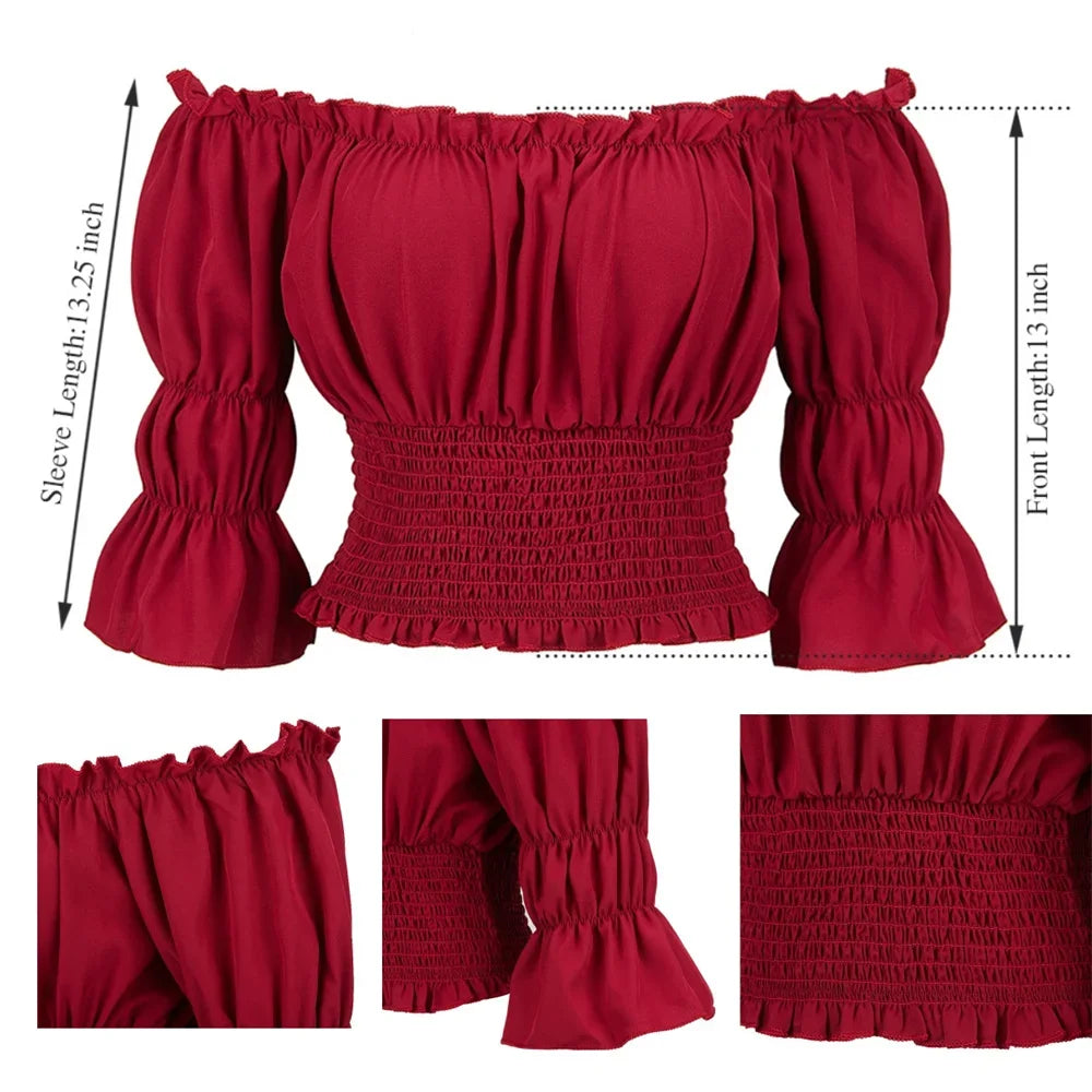 イベント・ハロウィングッズ|シャーリングオフショルダートップス (XS~XXXL)