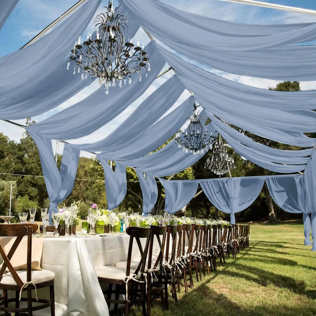 柔らかな白シフォンドレープ 天井装飾用