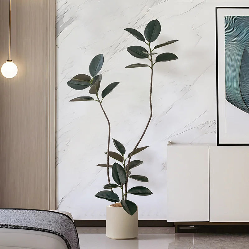 70インチの大型人工植物・フェイクフィカスツリーの枝・プラスチックゴムの葉・背の高い緑の風景