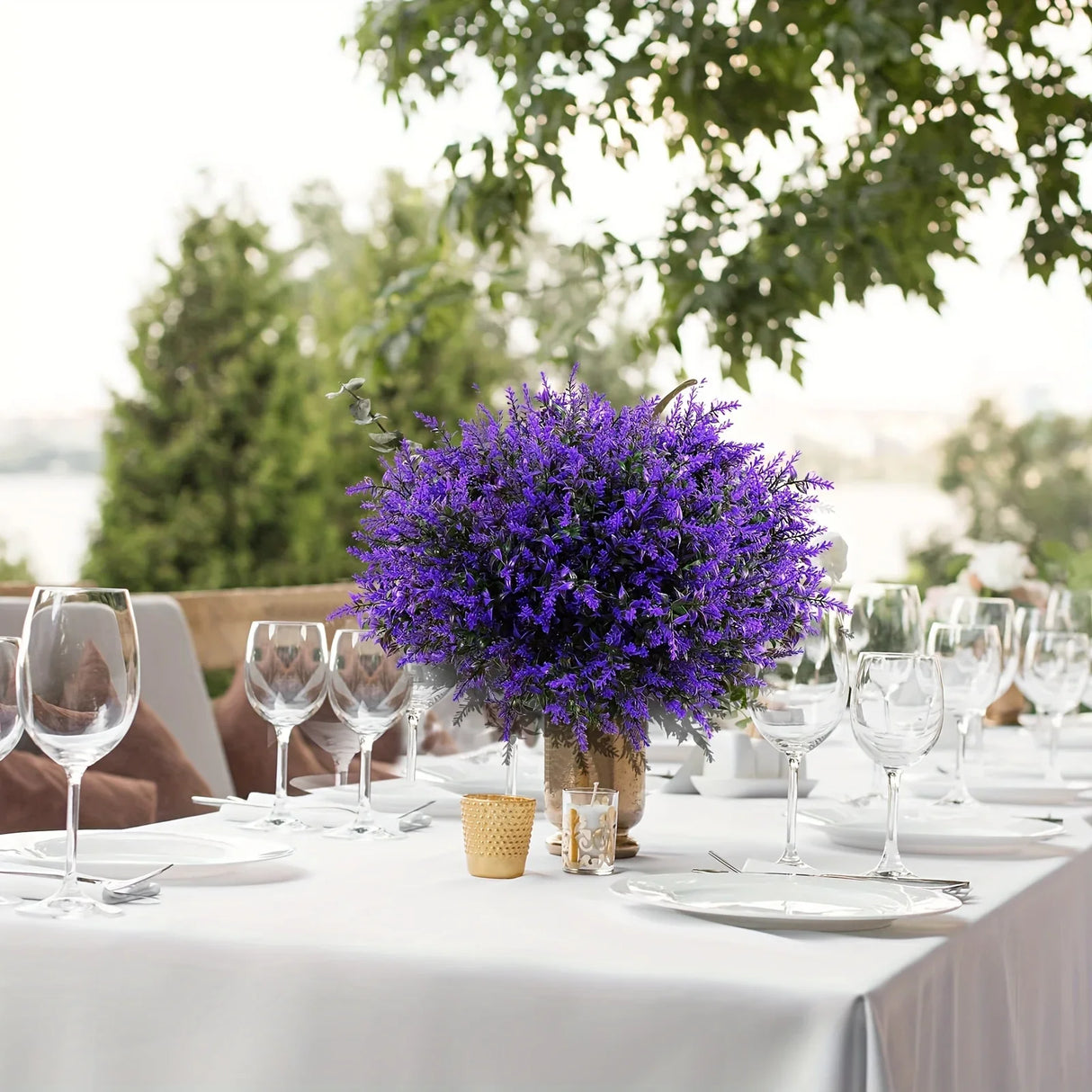 パーティー・ガーデン装飾|屋外用 UV耐性 造花ラベンダー12本セット(35cm)