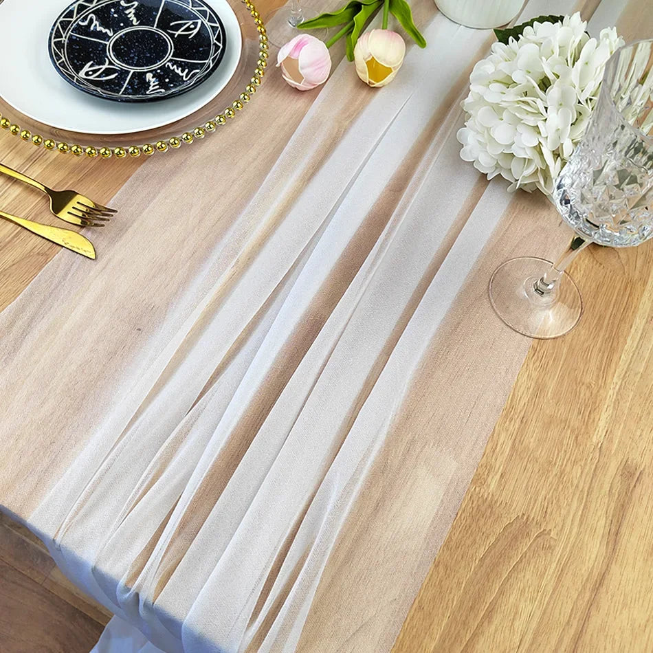 インテリア・パーティ装飾 | シフォンテーブルランナー |1.8/3/6/10m