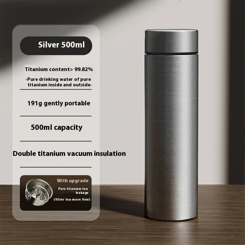 |イベント・ノベルティ用品 | 純チタン断熱カップ 茶水分離機能付き| 200ml/300ml/500ml