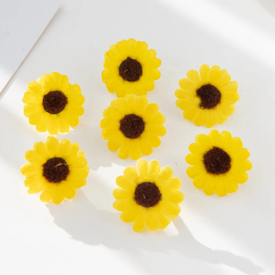人工ひまわり 単頭タイプ 4cm/50個・100個セット【シルク製】DIY・装飾・イベント用