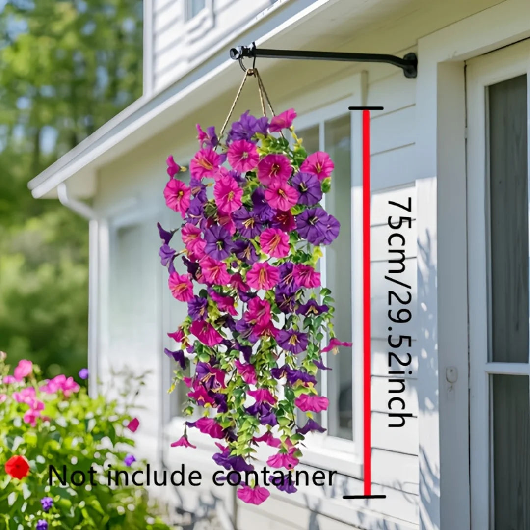 パーティー・ガーデン装飾 造花 UV耐性人工ペチュニアとユーカリの枝 UVカット・防水性