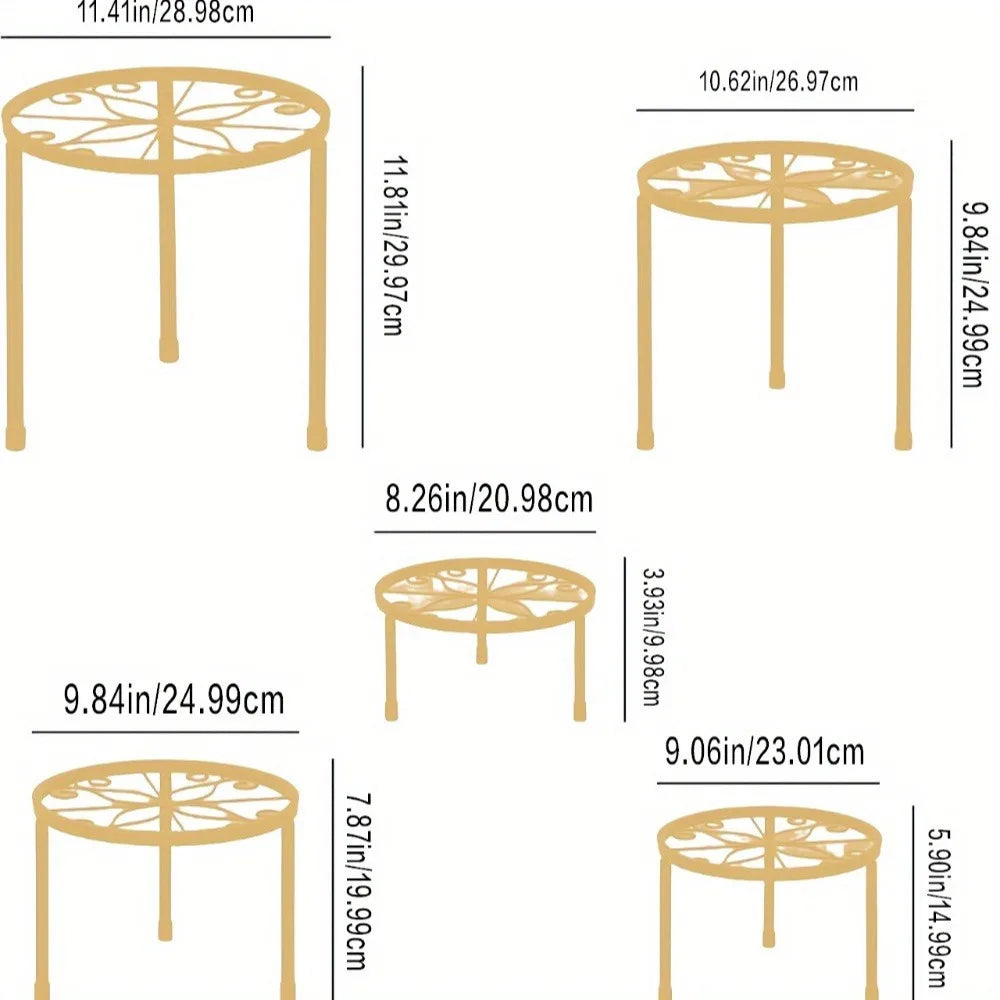屋内外対応ゴールド植木鉢ホルダーセット