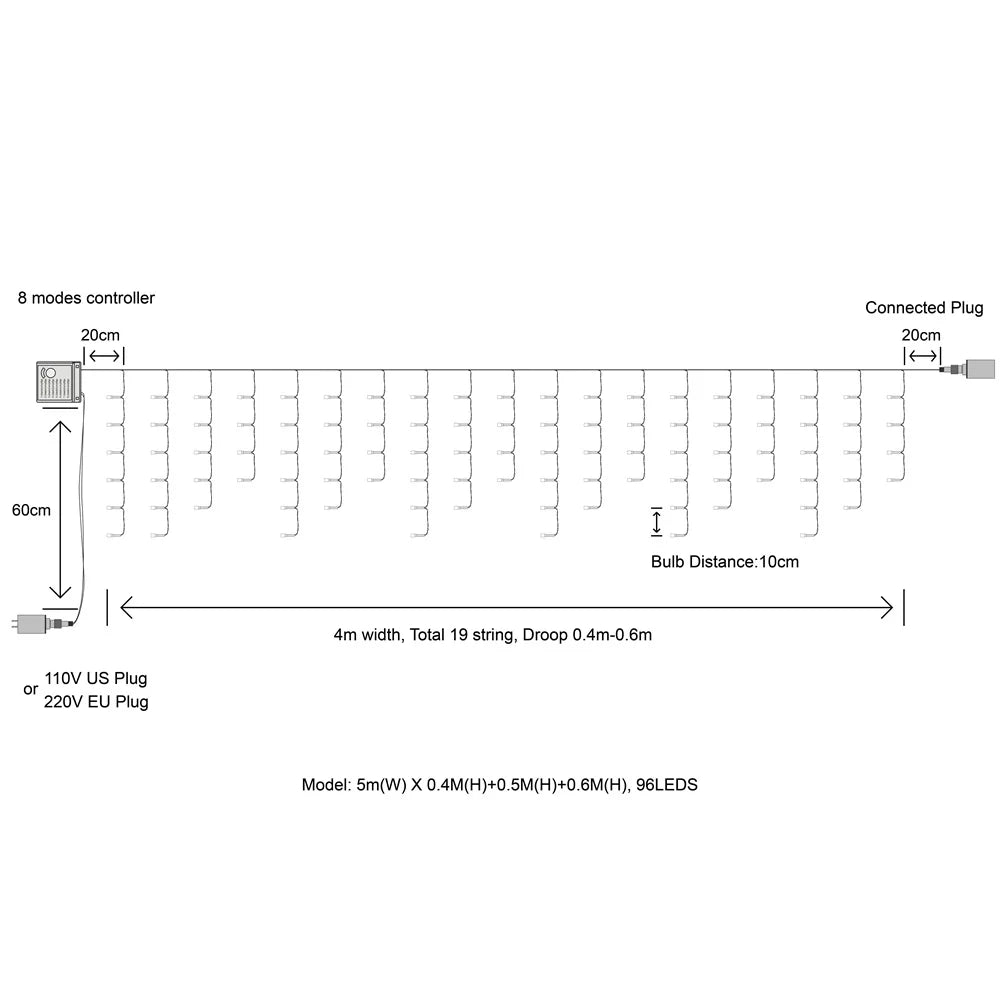 カーテンライト|イベント・クリスマス装飾|LED滝カーテンライト クリスマスデコレーション(幅4M)