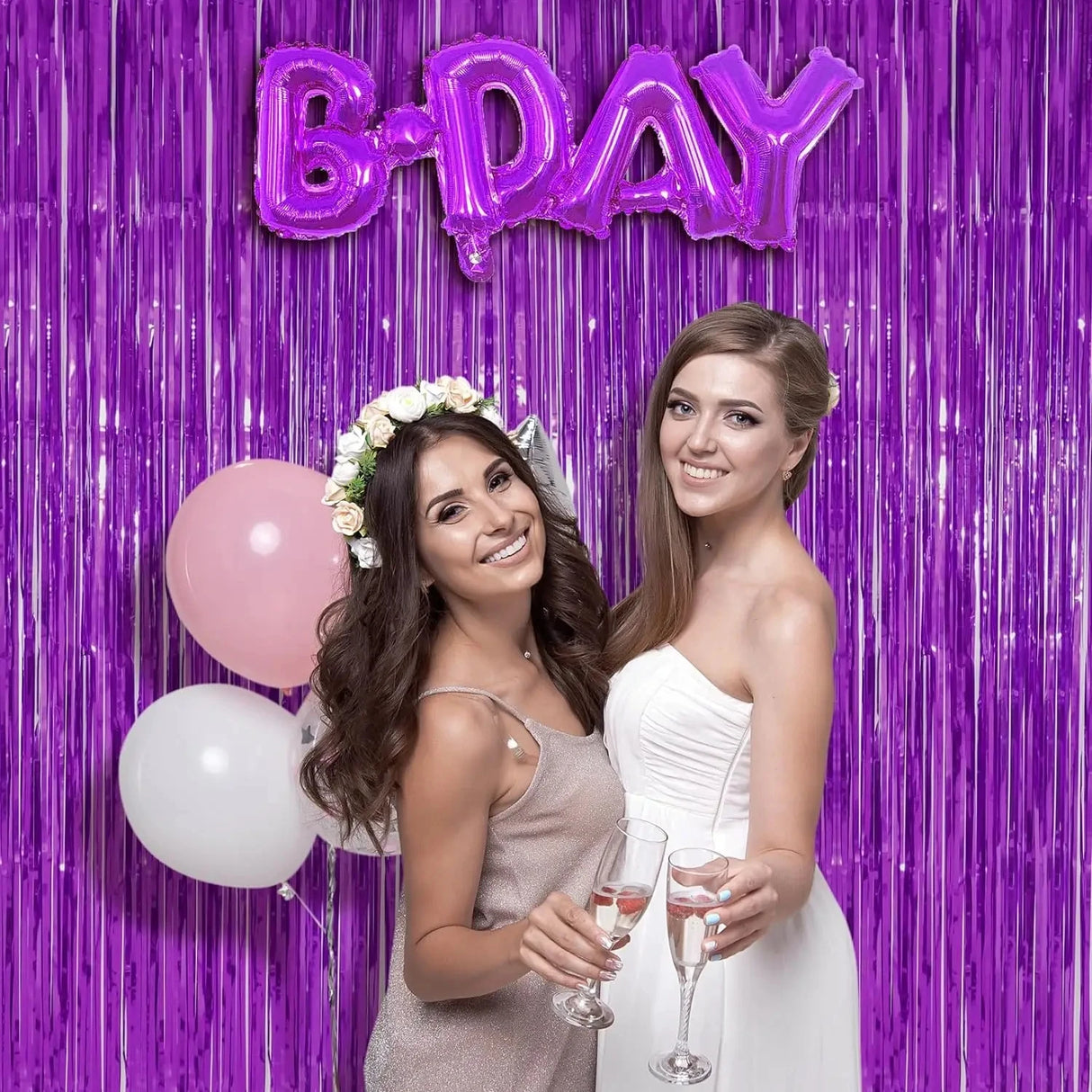 パーティー・インテリア装飾 メタリックカラーカーテン 幅1M 4Pセット 大容量