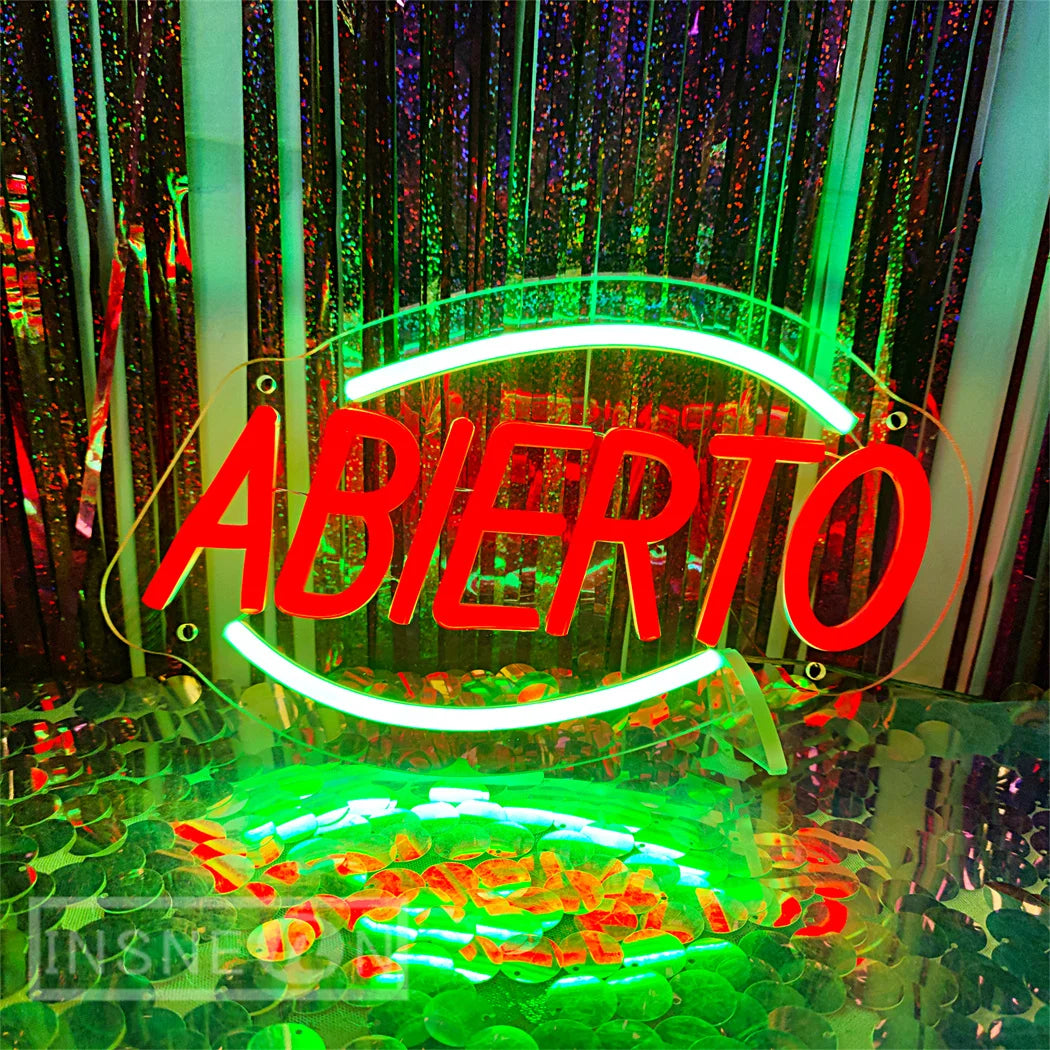 ABIERTO LEDネオンサイン(ネオン看板) スペイン語