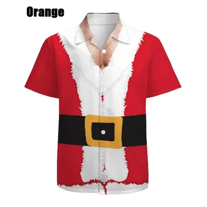 イベント・クリスマスグッズ| メンズ用 ユニーククリスマス柄プリントシャツ(XS~6XL)