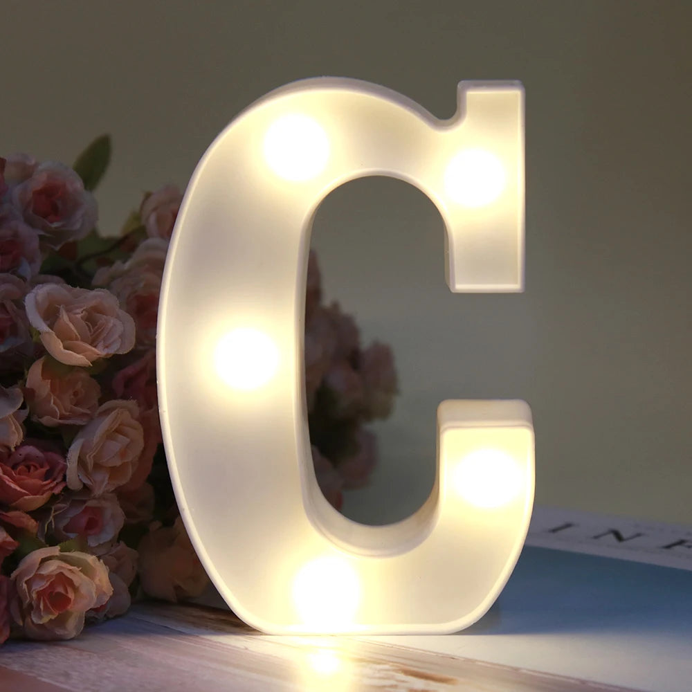 【LED装飾】LEDライト・デコレーションライト(ハート/数字/アルファベット)ホワイト 16cm