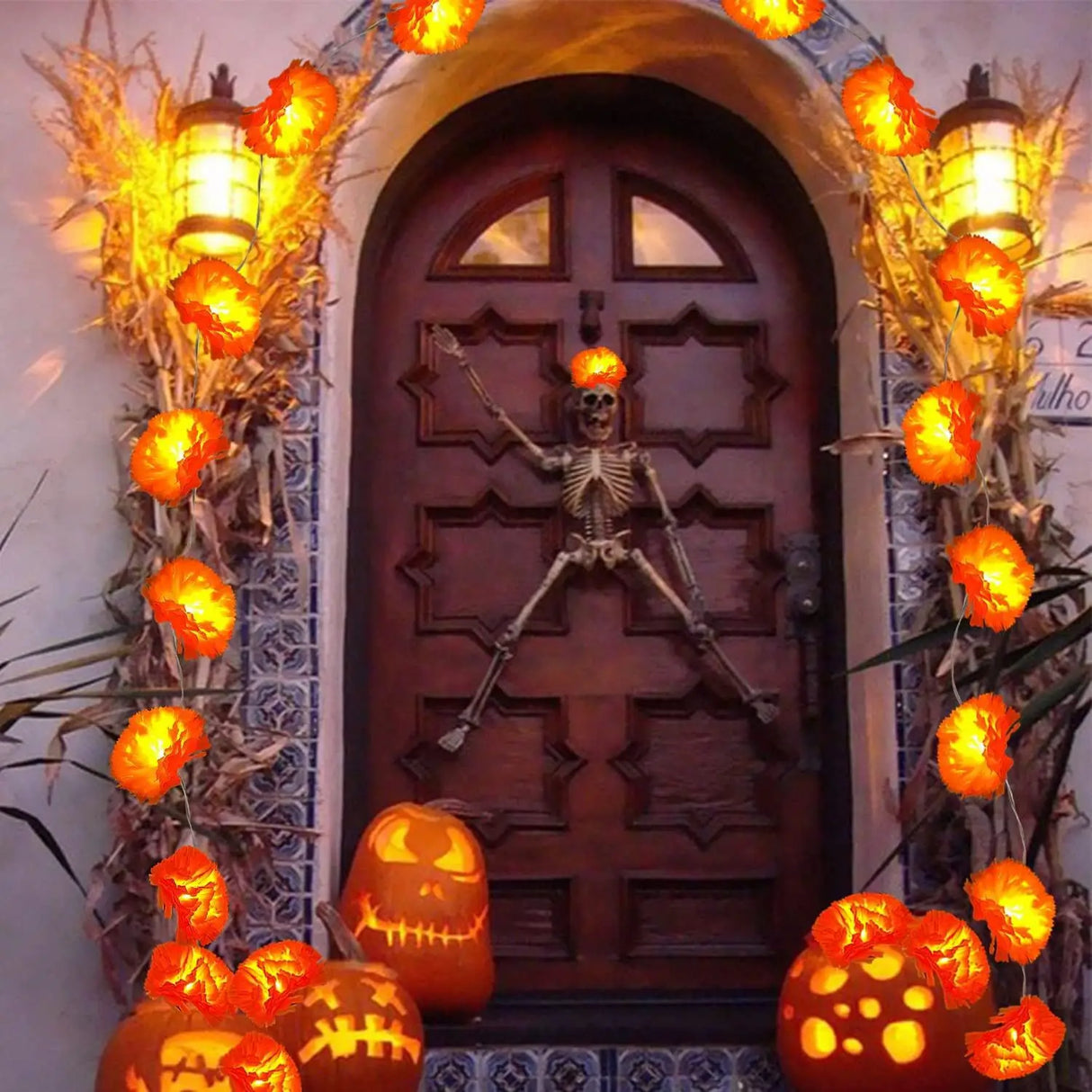 イベント・ハロウィン装飾|マリーゴールドガーランドライト デコレーション(1.5M/3M)