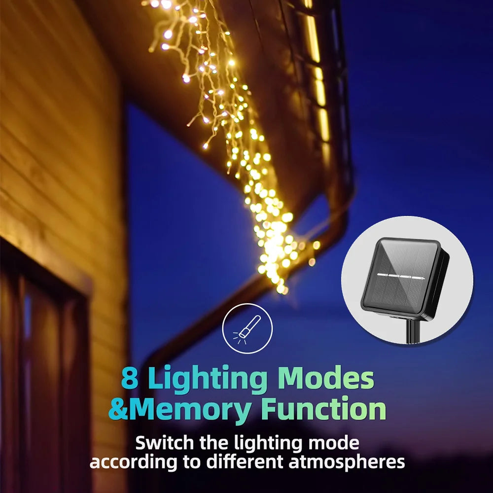 カーテンライト|ソーラーライト|イベント・クリスマス装飾|ソーラー式 防水LEDつららライト(3.5M)