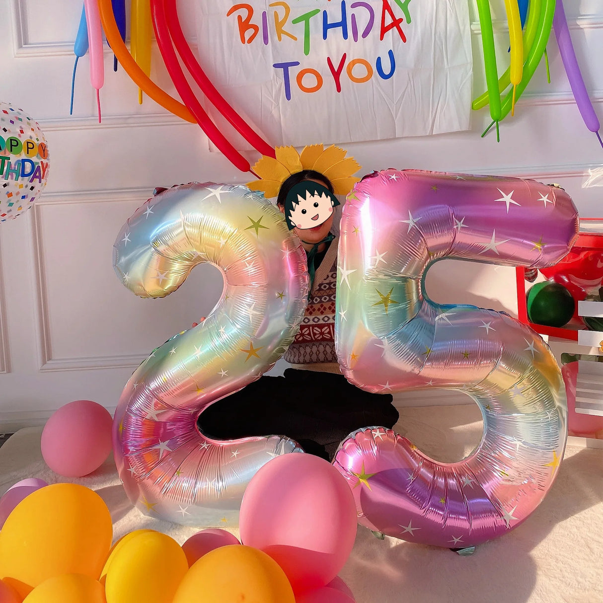 イベント・クリスマス装飾|グラデーションレインボー数字バルーン(ナンバーバルーン)