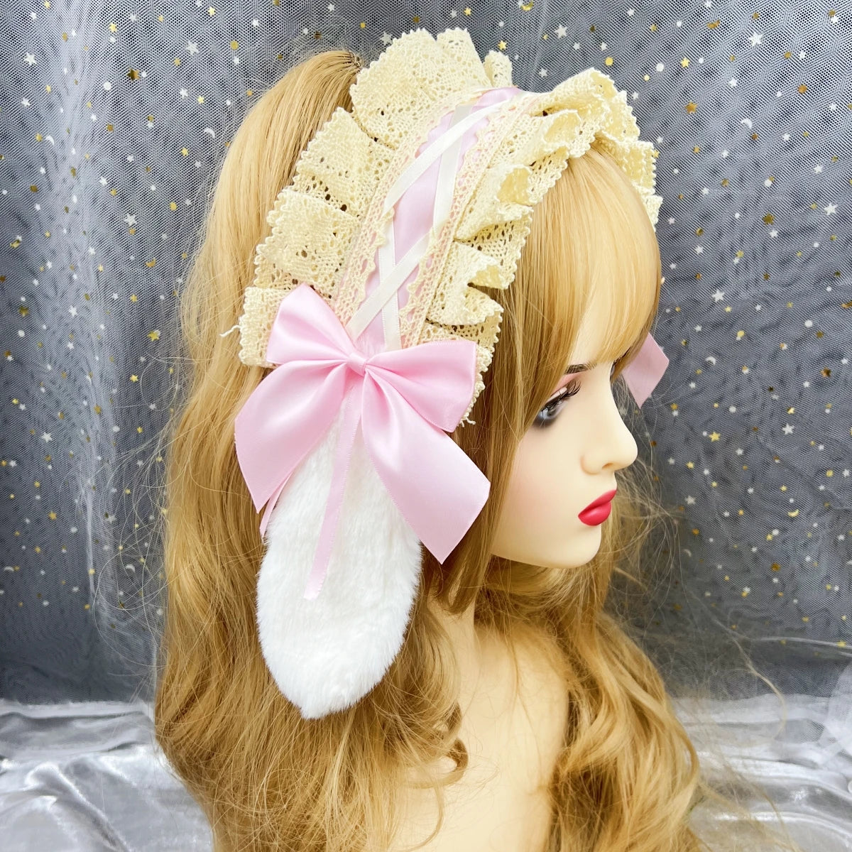 イベント・ハロウィングッズ|ウサギ耳ロリータ風ヘッドドレス
